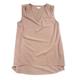 14th & Union Womens Small Terracotta Gingham V-Neck Sleeveless High-Low Blouse